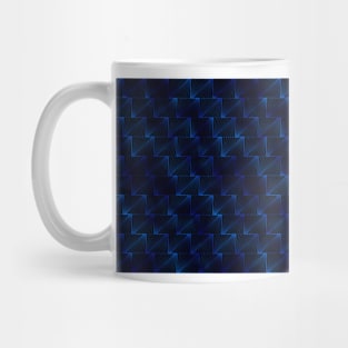 Diagonal Triangles in Black and Classic Blue Vintage Faux Foil Art Deco Vintage Foil Pattern Mug